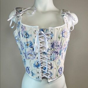 Scarlet Darkness Lace-Up Floral Corset Bustier Top Sz10